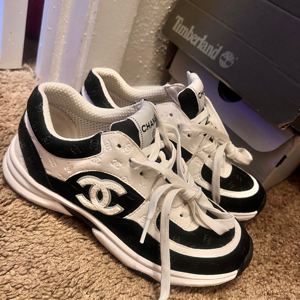 CHANEL Monochrome Logo Sneakers